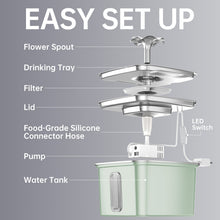 Load image into Gallery viewer, Veken Innovation Award Winner Stainless Steel Cat Water Fountain, 108oz/3.2L Automatic Pet Fountain Dog Water Dispenser with Replacement Filters &amp; Silicone Mat for Cats, Dogs (Tea Green)