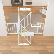 Load image into Gallery viewer, Cumbor 29.7-48" Baby Gate for Stairs, Mom's Choice Awards Winner-Dog Gates for Doorways, Auto Close Safety Pet Gate for Dogs Indoor, Easy Install Pressure Mounted Child Gate with Walk Thru Door, White