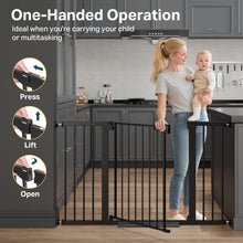 Load image into Gallery viewer, Cumbor 29.7–51.5" Extra Wide Baby Gate for Stairs, Pressure-Mounted Dog Gates for Doorways &amp; Hallways, Auto-Close Walk-Through, No-Trip Design, Child Proof Safety, Dog/Pet Gate for Indoor Use, Black