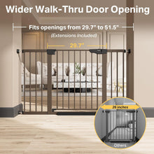 Load image into Gallery viewer, Cumbor 29.7–51.5" Extra Wide Baby Gate for Stairs, Pressure-Mounted Dog Gates for Doorways &amp; Hallways, Auto-Close Walk-Through, No-Trip Design, Child Proof Safety, Dog/Pet Gate for Indoor Use, Brown