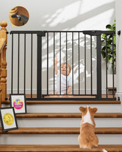 Load image into Gallery viewer, Cumbor 29.7-48" Baby Gate for Stairs, Mom's Choice Awards Winner-Dog Gate for Doorways, Auto Close Safety Pet Gate for Dogs Indoor, Easy Install Pressure Mounted Child Gate with Walk Thru Door, Black