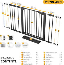 Load image into Gallery viewer, Cumbor 29.7-48" Baby Gate for Stairs, Mom's Choice Awards Winner-Dog Gate for Doorways, Auto Close Safety Pet Gate for Dogs Indoor, Easy Install Pressure Mounted Child Gate with Walk Thru Door, Black