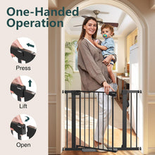 Load image into Gallery viewer, Cumbor 29.7-40.6" Baby Gate for Stairs, Mom's Choice Awards Winner-Dog Gate for Doorways, Pressure Mounted Auto-Close Pet Gates for Dogs Indoor, Safety Child Gate with Easy Walk Thru Door, Black