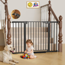 Load image into Gallery viewer, Cumbor 29.7–51.5" Extra Wide Baby Gate for Stairs, Pressure-Mounted Dog Gates for Doorways &amp; Hallways, Auto-Close Walk-Through, No-Trip Design, Child Proof Safety, Dog/Pet Gate for Indoor Use, Black