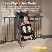 Load image into Gallery viewer, Cumbor 29.7–51.5" Extra Wide Baby Gate for Stairs, Pressure-Mounted Dog Gates for Doorways &amp; Hallways, Auto-Close Walk-Through, No-Trip Design, Child Proof Safety, Dog/Pet Gate for Indoor Use, Brown