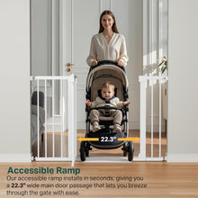 Load image into Gallery viewer, Cumbor 29.7-48" Baby Gate for Stairs, Mom's Choice Awards Winner-Dog Gates for Doorways, Auto Close Safety Pet Gate for Dogs Indoor, Easy Install Pressure Mounted Child Gate with Walk Thru Door, White