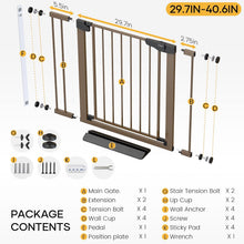Load image into Gallery viewer, Cumbor 29.7-40.6" Baby Gate for Stairs, Mom's Choice Awards Winner-Dog Gate for Doorways, Pressure Mounted Auto-Close Pet Gates for Dogs Indoor, Safety Child Gate with Easy Walk Thru Door, Brown