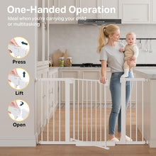 Load image into Gallery viewer, Cumbor 29.7–51.5" Extra Wide Baby Gate for Stairs, Pressure-Mounted Dog Gates for Doorways &amp; Hallways, Auto-Close Walk-Through, No-Trip Design, Child Proof Safety, Dog/Pet Gate for Indoor Use, White