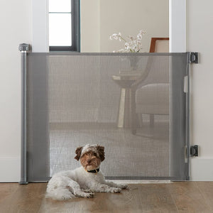 Retractable Baby Gates, Mesh Pet Gate 33" Tall, Extends to 55" Wide,Gray