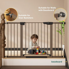 Load image into Gallery viewer, Cumbor 29.7–51.5" Extra Wide Baby Gate for Stairs, Pressure-Mounted Dog Gates for Doorways &amp; Hallways, Auto-Close Walk-Through, No-Trip Design, Child Proof Safety, Dog/Pet Gate for Indoor Use, Brown