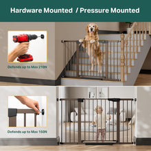 Load image into Gallery viewer, Cumbor 29.7–51.5" Extra Wide Baby Gate for Stairs, Pressure-Mounted Dog Gates for Doorways &amp; Hallways, Auto-Close Walk-Through, No-Trip Design, Child Proof Safety, Dog/Pet Gate for Indoor Use, Brown
