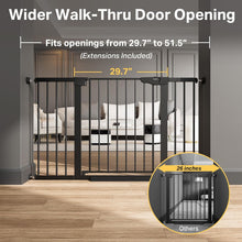 Load image into Gallery viewer, Cumbor 29.7–51.5" Extra Wide Baby Gate for Stairs, Pressure-Mounted Dog Gates for Doorways &amp; Hallways, Auto-Close Walk-Through, No-Trip Design, Child Proof Safety, Dog/Pet Gate for Indoor Use, Black
