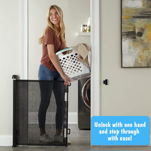 Load image into Gallery viewer, Retractable Baby Gate, Mesh Pet Gate 33&quot; Tall, Extends to 55&quot; Wide, Black