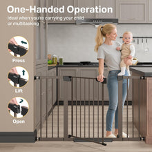 Load image into Gallery viewer, Cumbor 29.7–51.5" Extra Wide Baby Gate for Stairs, Pressure-Mounted Dog Gates for Doorways &amp; Hallways, Auto-Close Walk-Through, No-Trip Design, Child Proof Safety, Dog/Pet Gate for Indoor Use, Brown