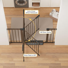 Load image into Gallery viewer, Cumbor 29.7-48" Baby Gate for Stairs, Mom's Choice Awards Winner-Dog Gate for Doorways, Auto Close Safety Pet Gate for Dogs Indoor, Easy Install Pressure Mounted Child Gate with Walk Thru Door, Brown
