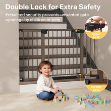 Load image into Gallery viewer, Cumbor 29.7–51.5" Extra Wide Baby Gate for Stairs, Pressure-Mounted Dog Gates for Doorways &amp; Hallways, Auto-Close Walk-Through, No-Trip Design, Child Proof Safety, Dog/Pet Gate for Indoor Use, Brown