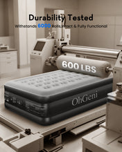 Load image into Gallery viewer, OhGeni Air Mattress Full with Built in Pump, 20" Raised Inflatable Blow up Mattress, Family Choice Award Winner, Portable Foldable Bed with Upgraded Surface for Home &amp; Camping, 600 lbs