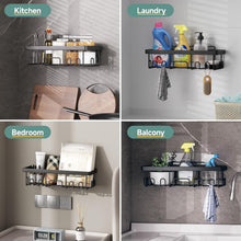 Load image into Gallery viewer, Ophanie Shower Caddy 6 Pack, Large Capacity Adhesive Bathroom Shower Organizer for Bathroom Storage, No Drilling, Rustproof Stainless Steel Shower Shelves, Black