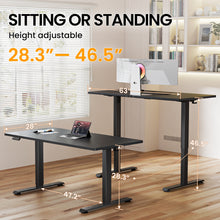 Load image into Gallery viewer, Veken 63" x 28" Super Large Standing Desk, Height Adjustable Electric Computer Desk, Sit to Stand Up, Modern Workstation for Home Office, Walking Pad, Writing, Gaming Bedroom Study, Black