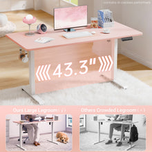 Load image into Gallery viewer, Veken 55 Inch Large Electric Standing Desk, Gaming Table, Pink Height Adjustable Sit Stand Up Computer Tables for Home Office, Study , Writing, Suit students, employees and group work