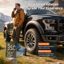 Load image into Gallery viewer, OlarHike Tire Inflator Portable Air Compressor,Dual Power-3*3000mAh &amp;12V DC | Ultra Fast Inflation, For Car Tires, SUVs, Pickup Trucks, Bikes, Cordless Electric Pump, LED Light &amp; Digital Pressure Gauge