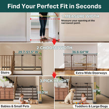 Load image into Gallery viewer, Cumbor 29.7–51.5" Extra Wide Baby Gate for Stairs, Pressure-Mounted Dog Gates for Doorways &amp; Hallways, Auto-Close Walk-Through, No-Trip Design, Child Proof Safety, Dog/Pet Gate for Indoor Use, Brown