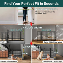 Load image into Gallery viewer, Cumbor 29.7–51.5" Extra Wide Baby Gate for Stairs, Pressure-Mounted Dog Gates for Doorways &amp; Hallways, Auto-Close Walk-Through, No-Trip Design, Child Proof Safety, Dog/Pet Gate for Indoor Use, Black