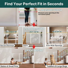 Load image into Gallery viewer, Cumbor 29.7-48" Baby Gate for Stairs, Mom's Choice Awards Winner-Dog Gates for Doorways, Auto Close Safety Pet Gate for Dogs Indoor, Easy Install Pressure Mounted Child Gate with Walk Thru Door, White