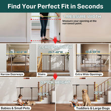 Load image into Gallery viewer, Cumbor 29.7-40.6" Baby Gate for Stairs, Mom's Choice Awards Winner-Dog Gate for Doorways, Pressure Mounted Auto-Close Pet Gates for Dogs Indoor, Safety Child Gate with Easy Walk Thru Door, Brown
