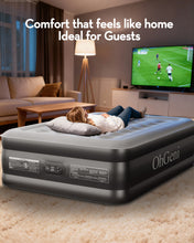 Load image into Gallery viewer, OhGeni Air Mattress Full with Built in Pump, 20" Raised Inflatable Blow up Mattress, Family Choice Award Winner, Portable Foldable Bed with Upgraded Surface for Home &amp; Camping, 600 lbs