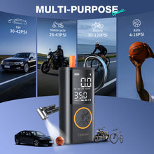 Load image into Gallery viewer, Ophanie Cordless Bike Pump Portable Tire Inflator - 4000mAh, 150PSI Auto Air Pump for Bike, Bicycle, Motorcycles, Car Tires, Emergency LED Light, Compact Automotive Pump