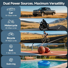 Load image into Gallery viewer, OlarHike Tire Inflator Portable Air Compressor, Dual Power - 6000mAh &amp; 12V DC, Cordless Air Pump for Car Tires, Bikes, Motorcycle, Balls with LED &amp; Digital Pressure Gauge, Auto Shut-off