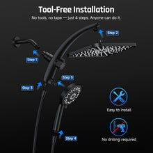 Load image into Gallery viewer, Ophanie 12-inch Coverage High Pressure Rain Shower Head Combo with Magnetic Handheld Shower Heads, Wide Rainfall &amp; 8 Modes Showerhead, Dual Anti-Clog Nozzles for Ultimate Experience