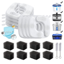 Load image into Gallery viewer, Veken Cat Water Fountain Filters, 8 Pack Replacement Filters &amp; 8 Pack Replacement Pre-Filter Sponges Set for 50oz, 84oz, 95oz or 108oz Automatic Pet Fountain Dog Water Dispenser