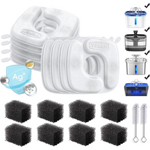 Load image into Gallery viewer, Veken Cat Water Fountain Filters, 16 Pack Replacement Filters &amp; 16 Pack Replacement Pre-Filter Sponges Set for 85oz, 95oz, 108oz Automatic Pet Fountain Dog Water Dispenser