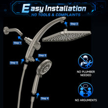 Load image into Gallery viewer, Veken 12" Rain Shower Head with Handheld,High Pressure Power Wash,Magnetic | Starlight,Dual Shower Heads Combo,8-Mode Hand Held Spray with Hose,Double Detachable Rainfall Showerhead,Bathroom Accessories