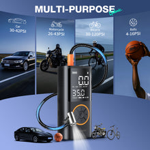 Load image into Gallery viewer, Ophanie Cordless Portable Tire Inflator - 160 PSI, 4000mAh, Air Pump for Car Tires, Bike, Bicycle, Motorcycles, Electric Pump with LED Light &amp; Digital Pressure Gauge