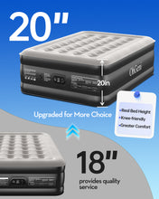 Load image into Gallery viewer, OhGeni Air Mattress Full with Built in Pump, 20" Raised Inflatable Blow up Mattress, Family Choice Award Winner, Portable Foldable Bed with Upgraded Surface for Home &amp; Camping, 600 lbs