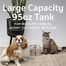 Load image into Gallery viewer, Veken Innovation Award Winner Stainless Steel Cat Water Fountain, 95oz/2.8L Automatic Pet Fountain Dog Water Dispenser with Replacement Filters &amp; Silicone Mat, Gifts for Cats, Dogs (Silver)