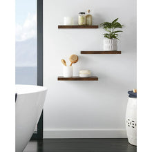 Load image into Gallery viewer, OlarHike 16 inch Wood Floating Shelves Wall Mounted Shelves, White/Brown, Set of 3