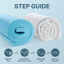 Load image into Gallery viewer, Ophanie 4-inch Dual Layer Mattress Topper with Mattress Pad Cover, 2&quot; Gel Memory Foam and 2&quot; Down Alternative Pillow Top - Medium Support, Deep-Pocket Skirt, Cooling