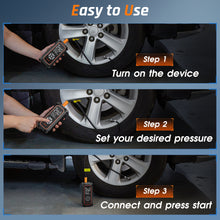 Load image into Gallery viewer, Ophanie Cordless Tire Inflator Portable Air Compressor, 160PSI, 4500mAh Battery, Air Pump for Car Tires, Bike, Motorcycle, Electric Pump with LED Light &amp; Digital Pressure Gauge