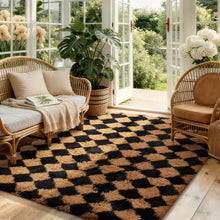 Load image into Gallery viewer, 4' x 6' (Rectangular)Checkered Black &amp; Beige
