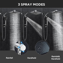 Load image into Gallery viewer, Veken 11.8" Rain Shower Head with Handheld, High Pressure Handheld Shower with Multi Spray Modes, Rainfall Combo with 15" Metal Extension Arm, Detachable Dual Shower and Power Jet, Chrome Silver