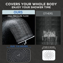 Load image into Gallery viewer, Veken 11.8" Rain Shower Head with Handheld, High Pressure Handheld Shower with Multi Spray Modes, Rainfall Combo with 15" Metal Extension Arm, Detachable Dual Shower and Power Jet, Chrome Silver
