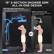 Load image into Gallery viewer, Veken 11.8" Rain Shower Head with Handheld, High Pressure Handheld Shower with Multi Spray Modes, Rainfall Combo with 15" Metal Extension Arm, Detachable Dual Shower and Power Jet, Chrome Silver