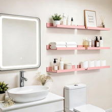 Load image into Gallery viewer, BAYKA 15.7x5.12" Floating Shelves for Wall,Room Decor,Raised Lip,6 Pack Wooden Picture Ledge, Lego Display, Bookshelf, Trinkets, Perfume, Storage in Bedroom,Bathroom,Living Room,Kids Room,Pink