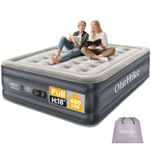 Load image into Gallery viewer, OlarHike Full Air Mattress with Built-in Pump, 18" Raised Inflatable Air Bed for Guests, Home Use &amp; Camping, Supports Up to 600 lbs