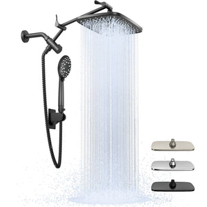 Ophanie 12 Inch High Pressure Rain Shower Head Combo with Adjustable Extension Arm - Wide Rainfall & 5 Spray Handheld Showerhead, Dual Anti-Clog Nozzles for Ultimate Shower Experience