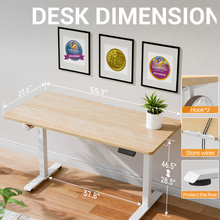 Load image into Gallery viewer, Veken 55 Inch Large Electric Standing Desk, Gaming Table, Nature | Height Adjustable Sit Stand Up Computer Tables for Home Office, Study , Writing, Suit students, employees and group work